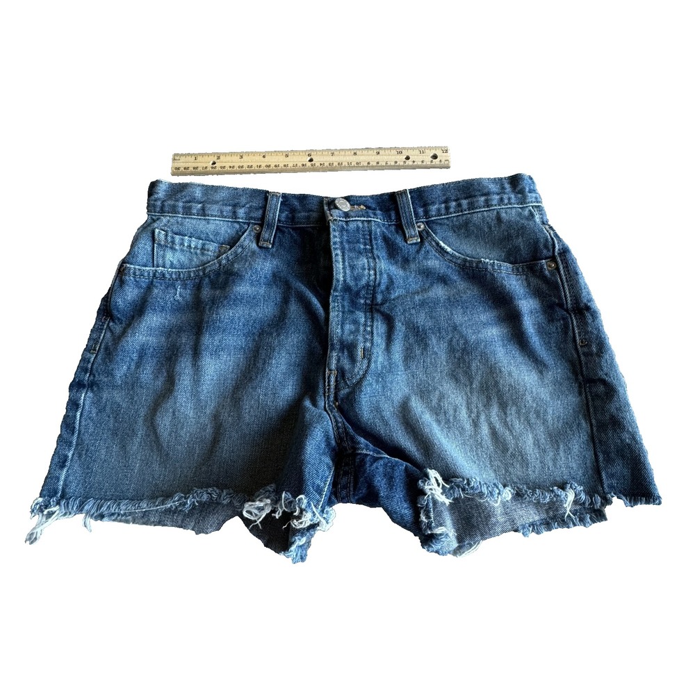 BDG Shorts Denim Blue Women's Size 27 Womens Low Rise Boyfriend Pocket Button - Picture 1 of 7